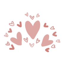 A drawing of dozens of pink hearts.